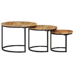 Ensemble de 3 tables basses gigognes noires ton naturel - Product Image 3