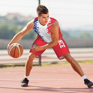 Uniforme de Baloncesto con Diseño de la Bandera de Francia (3) para Hombres Adultos, Conjunto Deportivo de Entrenamiento - Product Image 5