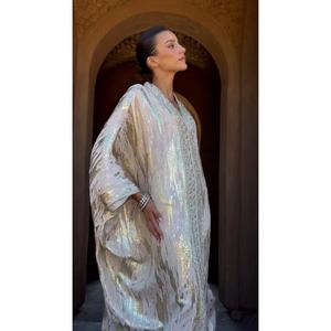 Trending Design Handmade High Quality Oversized <b>Kaftan</b> V-neckline Collar <b>Kaftan</b> Made From Iridescent Silk For Women - Product Image 2