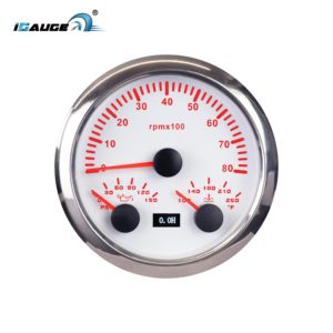 85mm Électrique Multi Fonction Blanc Façade 3in1 Tachymètre HourMètre Pression D'huile Température De L'eau Jauge Marine Compteur De Voiture - Product Image 1