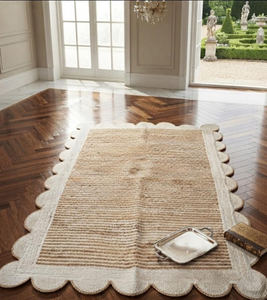 Neutral Scalloped Farmhouse <b>Jute</b> <b>Rug</b> Handwoven Natural Area Carpet Eco Friendly Boho Entryway Bedroom Living Room Floor Decor - Product Image 6