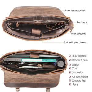 Leather <b>Sleeve</b> Case For <b>Laptop</b> Leather Stand Cover Portable Leather <b>Laptop</b> Bag Handheld Briefcase - Product Image 3