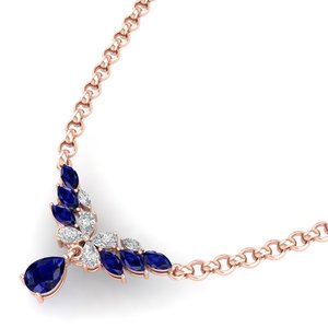 REYES Colgantes de Zafiro Azul de Alta Calidad con Corte de Pera de 2.75 Quilates en Plata de Ley 925 con Collares de Moissanita para Mujer - Product Image 4