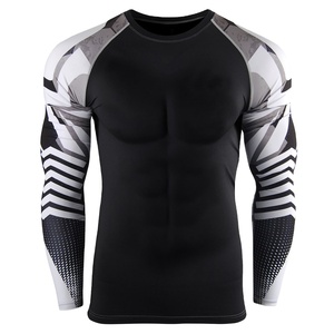High Quality Stretchable Custom Fitness Wear Rash Guard For <b>Men</b> Long Sleeve Regular Fit <b>Compression</b> Rash Guard - Product Image 1