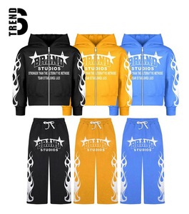 Conjunto Deportivo Six Trend, Pantalones Jogger de Algodón 100% con Estampado, Talla Grande, Sudadera con Cierre y Capucha, Estilo Streetwear, Lavado Ácido - Product Image 1
