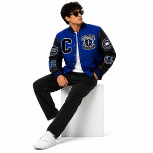 OEM Maßgeschneiderte Varsity-Jacke mit Gesticktem Team-Logo Wollkörper Lederärmel Unisex Streetwear College-Mode Varsity-Jacke - Product Image 2