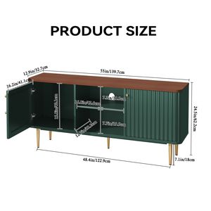 Mueble para TV Moderno de Mediados de Siglo, Color Blanco, 55/60/65 Pulgadas, Centro de Entretenimiento con Almacenamiento, Puertas Acanaladas, Consola Multimedia para Sala de Estar - Product Image 2