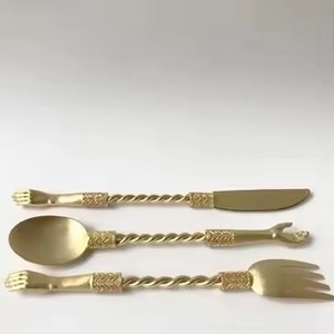 Elegant <b>Table</b> Presentation Metal Cutlery Set <b>Spoon</b> Fork Serving Duo Crafted for Stylish Dining Experience - Product Image 5