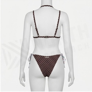 Conjunto de bikini con estampado floral y parte inferior con lazo y estampado de lunares, traje de baño para mujer - Product Image 2