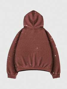 Sudadera con capucha de diamantes de imitación de moda, jersey marrón personalizado con diamantes de imitación negros por toda la prenda, sudaderas con diseño de piedras brillantes, fabricante OEM, EE. UU. - Product Image 5