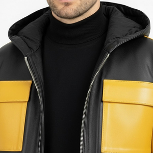 Winter <b>Jacket</b> Men <b>Brown</b> with Turn-down Collar Premium Soft <b>Leather</b> for Men Winter 100% Polyester Vintage Bomber <b>Jacket</b> - Product Image 3