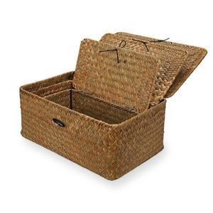 Offre compétitive : boîtes rustiques en jonc de mer, plusieurs tailles, boîte à bijoux de qualité supérieure, décoration pour table ou étagère à la maison - Product Image 2