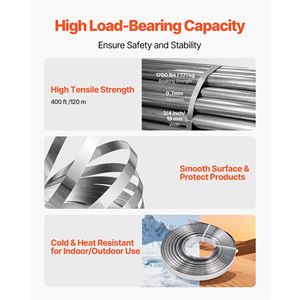 Kit di Imballaggio per Pallet Resistente con Cinghie in Acciaio da 400 Piedi, 400 Fermagli Metallici e Strumento di Sigillatura - Product Image 5