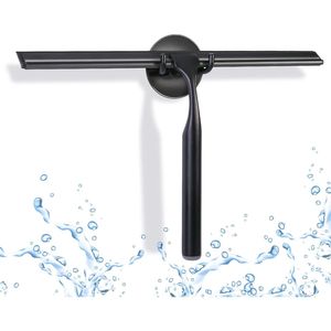 Raschietto per Doccia Nero da 12 Pollici con Ganci Adesivi Resistenti, Manico Lungo Antiscivolo e Lama di Ricambio, Design Completamente Nero - Product Image 1