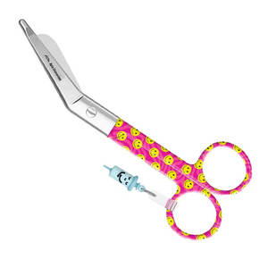 Tijeras de Acero Inoxidable con Diseño de Cara Feliz para Enfermería, Color Rosa, para Cortes Rápidos y Precisos en Vendajes y Apósitos - Product Image 2