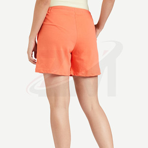 Pantalones cortos de algodón 100% naranja para mujer, suaves, transpirables, informales, de verano, con cintura elástica, ajuste relajado, pantalones cortos cómodos, bolsillos laterales - Product Image 2