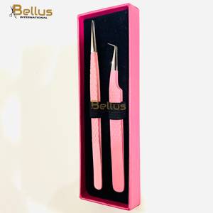 Bellus International <b>Professional</b> Stainless Steel Eyelash Tweezers High Precision Anti-Static Super Hard Smooth Tip Custom Logo - Product Image 1