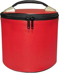 Deluxe Masonic Fez Case (RED) Imitation Leather, Freemasons <b>Hat</b> Storage Carrying <b>Box</b> zipper openings - Product Image 1