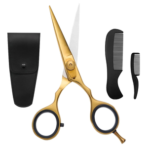Ciseaux à barbe et moustache de 6 pouces, logo personnalisé, acier inoxydable, outil de barbier, kit avec 2 peignes et étui, fournisseur OEM ODM - Product Image 1