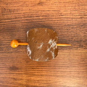 Personalizado 100% cuero de vaca Premium madera Slide Oval Hair Stick Barrette hecho a mano accesorio para el cabello de las mujeres - Product Image 2