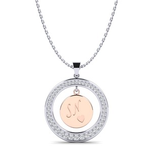 จี้ห้อยคอเงินแท้ 925 ประดับมอสซาไนต์ รุ่น Initial SN Charm พร้อมสร้อยคอวงกลมคริสตัล เครื่องประดับโรแมนติกสำหรับทุกเพศ - Product Image 1