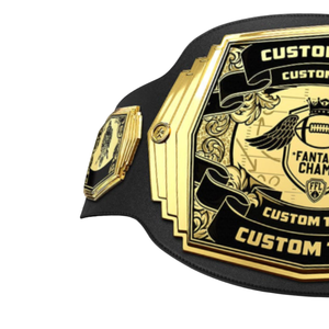 Ceinture de champion de Fantasy Football avec texte personnalisé, ceinture de titre noire et dorée de haute qualité pour les vainqueurs de ligue de Fantasy - Product Image 3