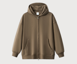 Sweat à capuche zippé pour homme avec broderie, pull d'automne respirant à manches longues, doublé, motif à carreaux - Product Image 3