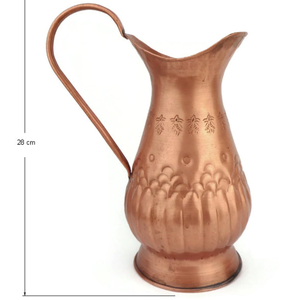 Jarra de cobre vintage con grabado floral y asa curva para bebidas, altura personalizada, diseño de metal duradero, jarra floral - Product Image 4