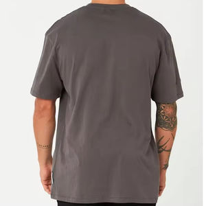 T-shirts pour hommes grande taille à col rond, 100% coton, respirants, avec logo personnalisé imprimé, t-shirt uni surdimensionné - Product Image 2