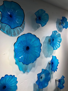 צלחת בעבודת יד סיטונאית לעיצוב קיר בסגנון צ 'יהוולי אקווה כחול קצה מלבני - Product Image 6