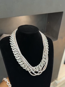 Conjunto de Collar de Cadena Cubana de Eslabones con Moissanita de Plata de Ley 925, Chapado en Plata, Estilo Hip Hop Iced Out, Unisex, Certificado GRA - Product Image 4