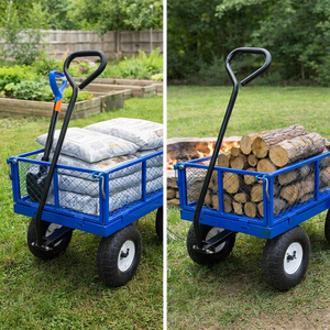 Chariot de jardin robuste en polyéthylène OEM/ODM avec mécanisme de basculement breveté pour le transport de paillis, de terre et de bois de chauffage - GARPYC000 - Product Image 4