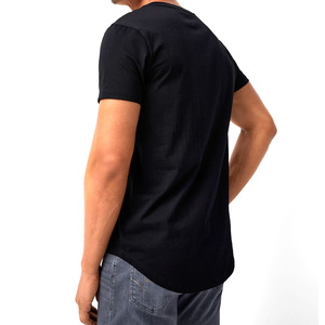 เสื้อยืดคอกลมแขนสั้นสีดำสำหรับผู้ชาย ทรงปกติ ผ้าฝ้ายแคนวาส 100% สีพื้นเรียบ ไม่ย้อมสี ด้านหน้าระบายอากาศได้ดี - Product Image 5