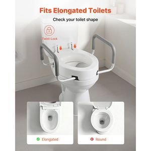 Asiento Elevador para Inodoro con Capacidad de Carga de 300 Libras, Altura de Elevación de 3.5 Pulgadas, Almohadillas Elevadoras Anchas para Inodoro, Equipo de Seguridad para Baño - Product Image 3