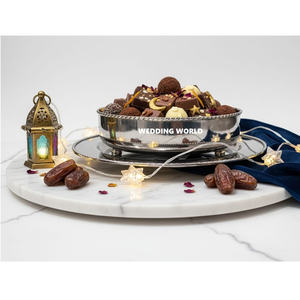 Table Decorative Metal Chocolate <b>Bowl</b> With Plate High Quality Round Shape Sweet <b>Bowl</b> <b>Silver</b> Nickle Plated Ramadan Chocolate <b>Bowl</b> - Product Image 1