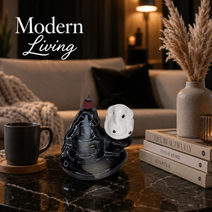 Cute <b>Elephant</b> Ceramic Backflow Incense Burner | Waterfall Aromatherapy Cone Holder Zen Meditation Home <b>Decor</b> Gift Set Tabletop - Product Image 4