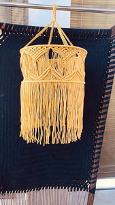 Lampe suspendue en macramé, style bohème, géométrique, avec pompons, décoration de plafond, décoration intérieure pour salon, décoration de la maison - Product Image 3