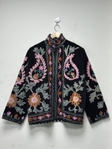 Blouson Bomber Écologique Style Indien en Velours Épais Brodé à Motifs Floraux, Col Rond, Manches Longues, Vêtement d'Extérieur Automne pour Adulte - Product Image 6