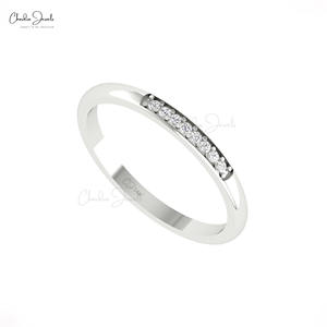 Bague d'éternité en or massif 14 carats avec diamant blanc taille brillant naturel de 1,20 mm, livraison gratuite, bijoux fins pour femme - Product Image 2
