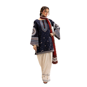 Ensemble de robe pakistanaise en tissu lawn pour femmes, trois pièces, imprimé et brodé - Product Image 2