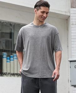 เสื้อยืดคอตตอน 100% ทรงวินเทจ 220 กรัม แบบสวมใส่สบาย สไตล์คัสตอม คอกลม สีพื้น หนา คุณภาพดี เสื้อฮิปฮอป - Product Image 3