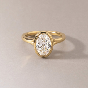 Bague de fiançailles solitaire en or massif 18K, 14K, 10K ou argent 925, sertie d'un diamant de laboratoire certifié IGI, taille ovale 1-5 carats, monture minimaliste. - Product Image 1