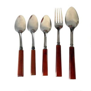 Juego de Cubiertos Ecológicos de Acero Inoxidable de 5 Piezas con Mangos de Resina, Incluye Cuchara, Tenedor, Cuchillo y Cuchara para Té - Product Image 5