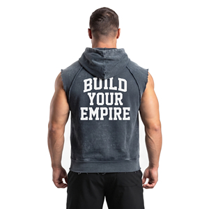 Débardeur de sport imprimé en polyester/coton à col en V pour homme, style hip-hop, sans manches, respirant, effet délavé, idéal pour la gym, le fitness et la course à pied - Product Image 2