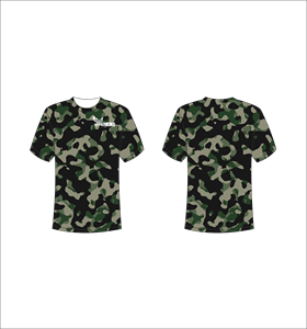 Camiseta de Manga Corta para Hombre, Camuflaje Negro y Verde, Corte Regular, Cuello Redondo, Transpirable, Tejido de Poliéster, Estilo Casual - Product Image 1