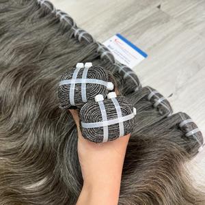 Extensions de cheveux vietnamiennes couleur gris naturel, gris foncé, longueurs courtes, en stock maintenant, prix de gros - Product Image 2