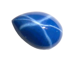 Zafiro Azul Estrella Pera 9x13 mm 6 Quilates Cabujón Pulido Creado en Laboratorio Efecto Estrella de 6 Rayos 4.5 mm de Altura para Fabricación de Joyas - Product Image 1