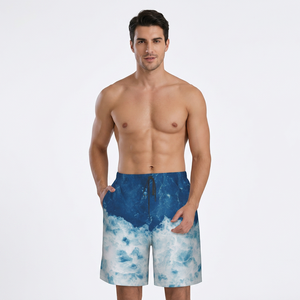Shorts de bain imprimés pour hommes, séchage rapide, cordon de serrage, décontractés, avec poches, taille mi-haute, 100 % polyester - Product Image 6