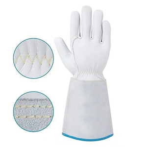 Gants de soudage en cuir de vache blancs sur mesure, gants de travail de sécurité double pour la construction industrielle et la soudure - Product Image 2