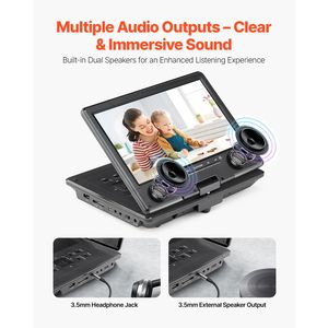 Lettore DVD Portatile con Display HD Girevole da 9 Pollici, Batteria Ricaricabile Integrata da 4 Ore, Doppi Altoparlanti, Supporto TV/USB e VCD - Product Image 4